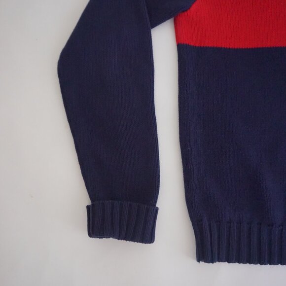 Polo Ralph Lauren Navy Red Stripe Cotton Knit Turtleneck Old Money Collegiate S - Picture 7 of 10